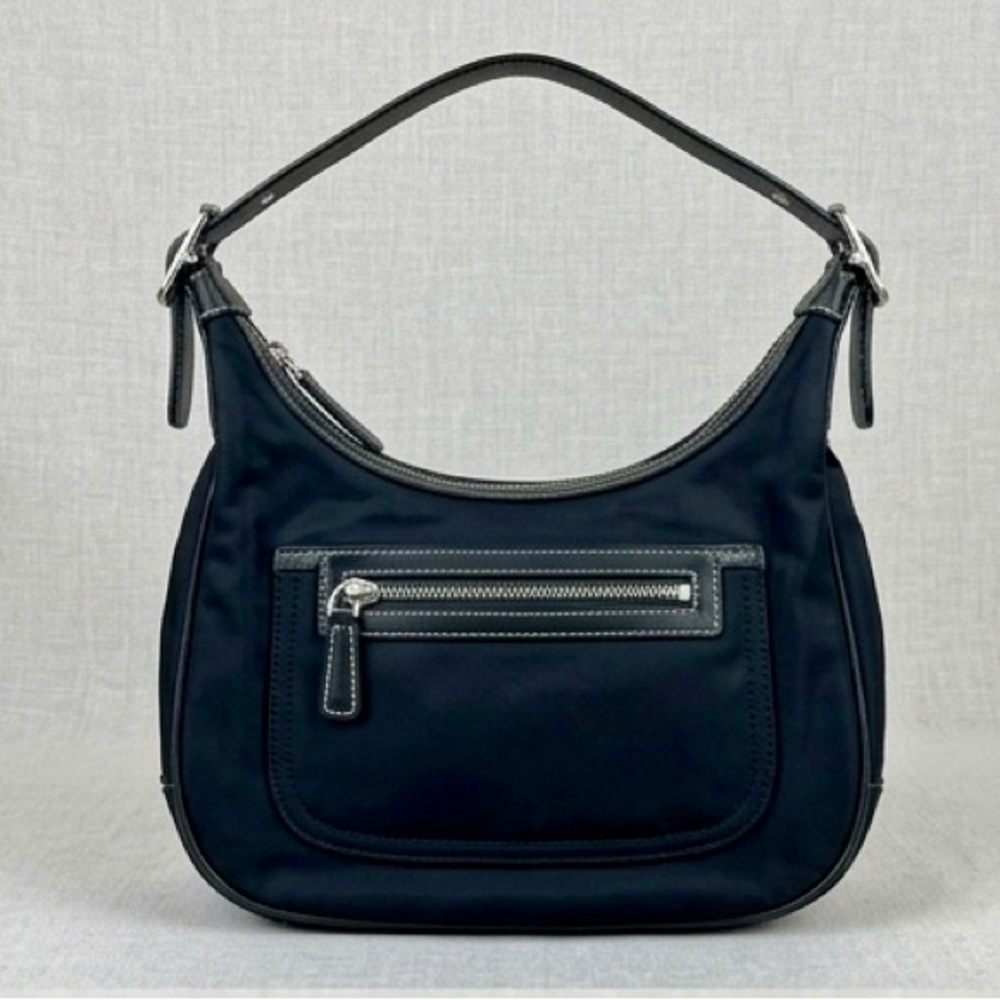 Coach Vintage Y2K Black Nylon Small Hobo Bag | Leather Trim & Contrast Stitch - Picture 3 of 3